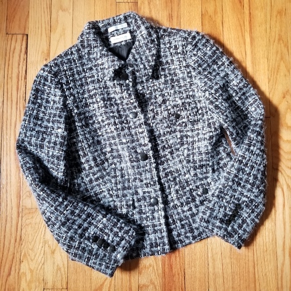 Bernard Zins Boucle Tweed Blazer Blue Brown Mult 6 - Picture 2 of 6